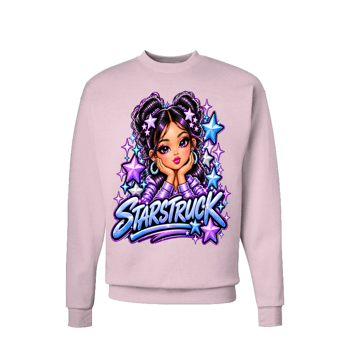 Kick Bling™ CE-006 Starstruck sweatshirt front view in light pink