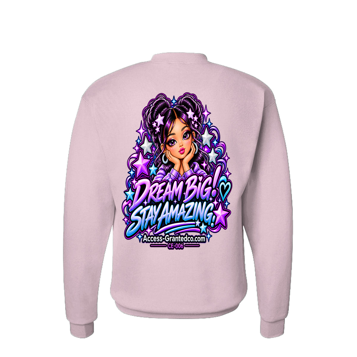 Kick Bling™ CE-006 Starstruck sweatshirt back view in light pink