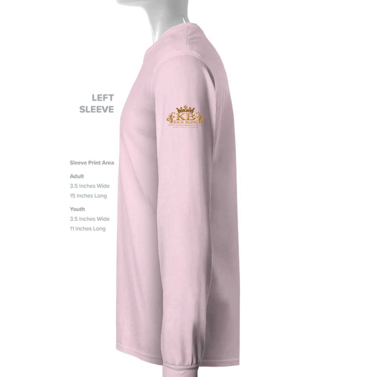 Kick Bling™ CE-006 Starstruck sweatshirt left sleeve detail in light pink