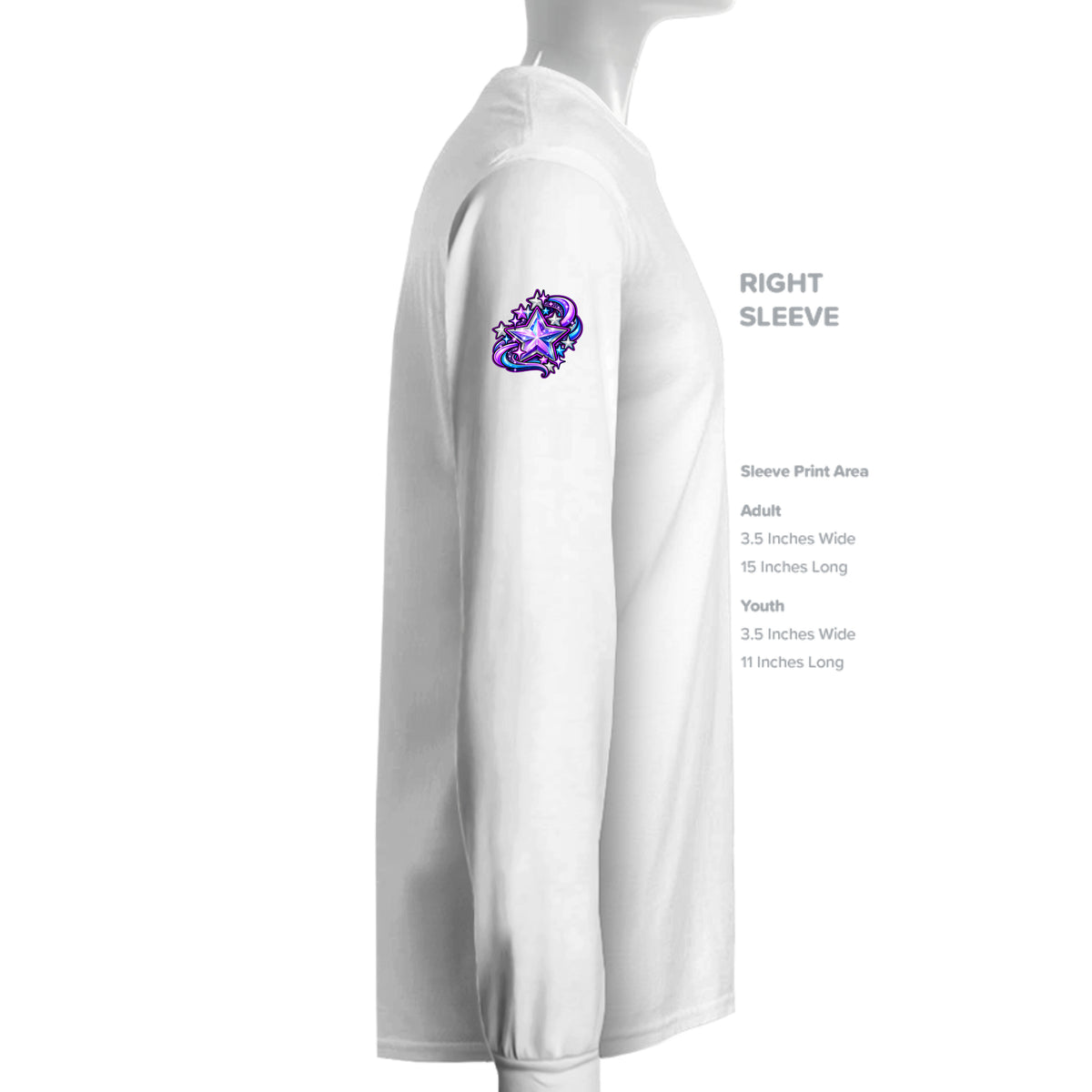 Kick Bling™ CE-006 Starstruck sweatshirt right sleeve detail