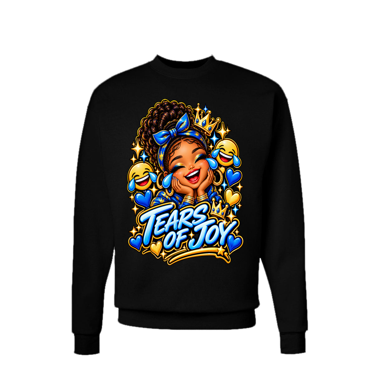 Kick Bling™ CE-007 Tears of Joy sweatshirt front view in black