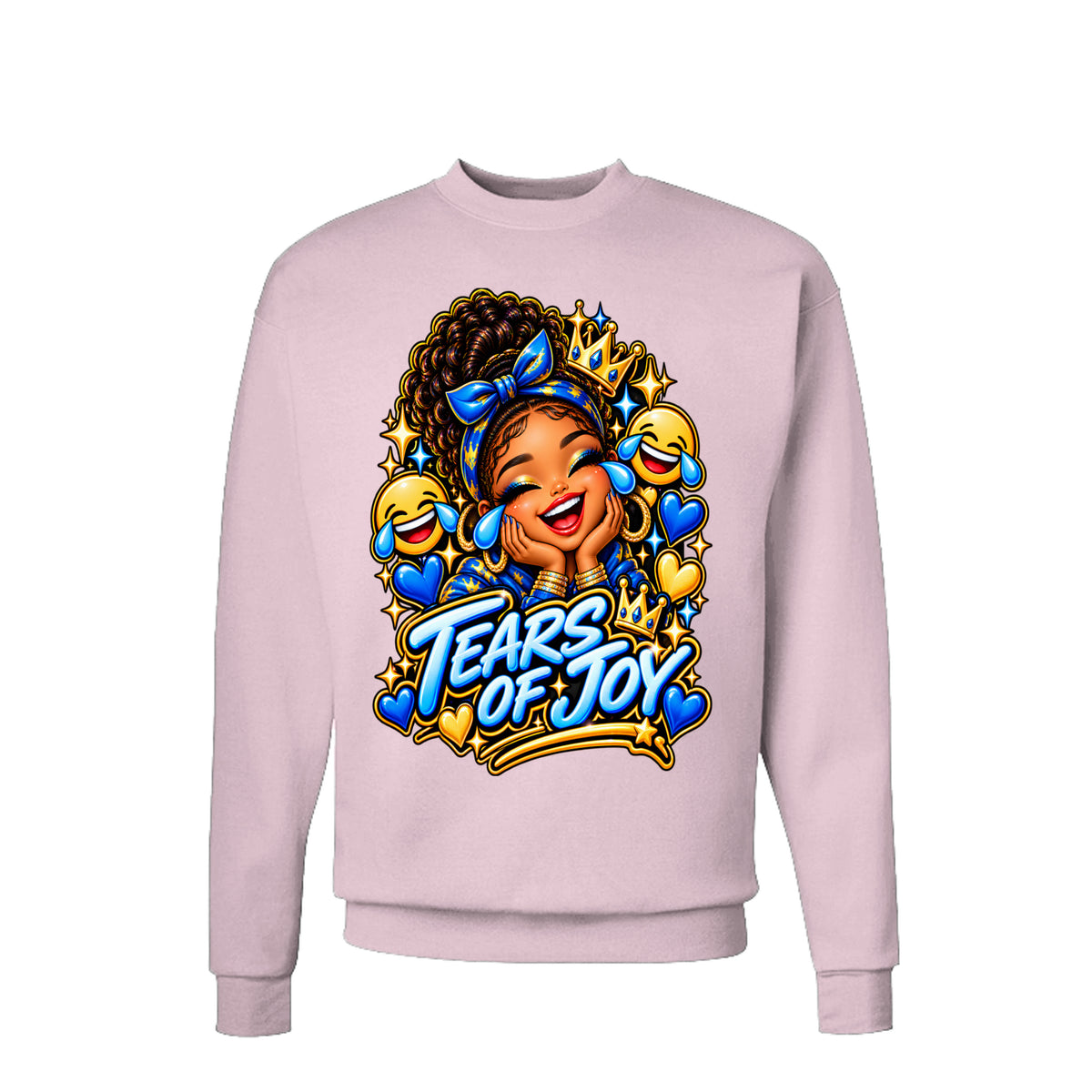 Kick Bling™ CE-007 Tears of Joy sweatshirt front view in light pink