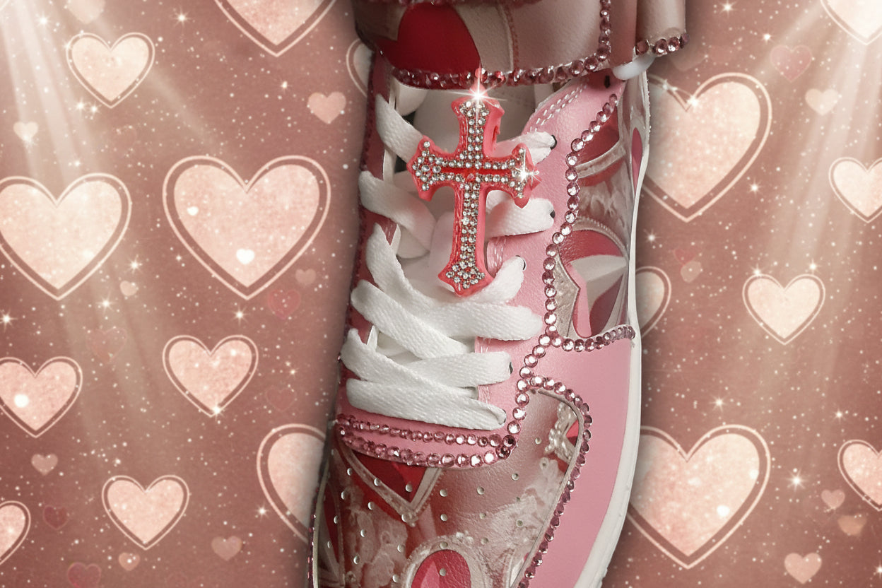 Transform your kicks with Cross Bling—the dynamic shoe charm that steals the show. Watch it shimmer and shift with every step as light dances across premium 2-3mm rhinestones. At 2.5" wide and 2" long, this eye-catching accessory delivers serious sparkle without the toxic glue. Built to last through countless wears, Cross Bling is the collectible charm that keeps giving. Start with the plain version and customize with our separate bling kits—mix, match, and trade with friends. It's the accessory that turns 