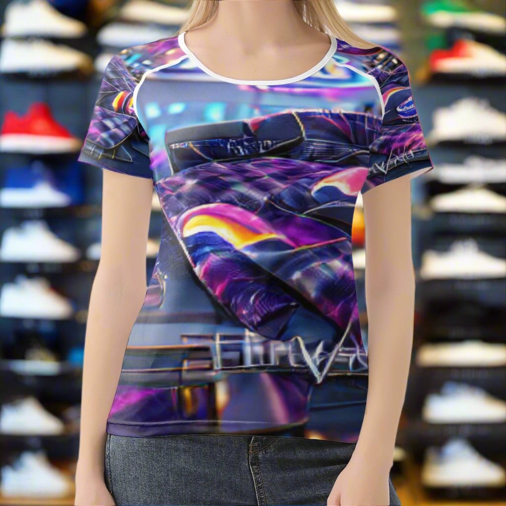 Cosmic Flannel 420b Print Handmade Women T-shirt